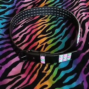 Y2k green and pink studded belt